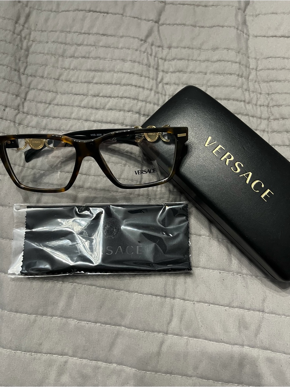 Versace Tortoiseshell and Gold Designer Eyeglass Frames VE 3335
